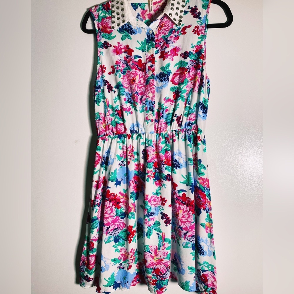 Liberty FLORAL PRINT STUDDED COLLAR DRESS from PACSUN
